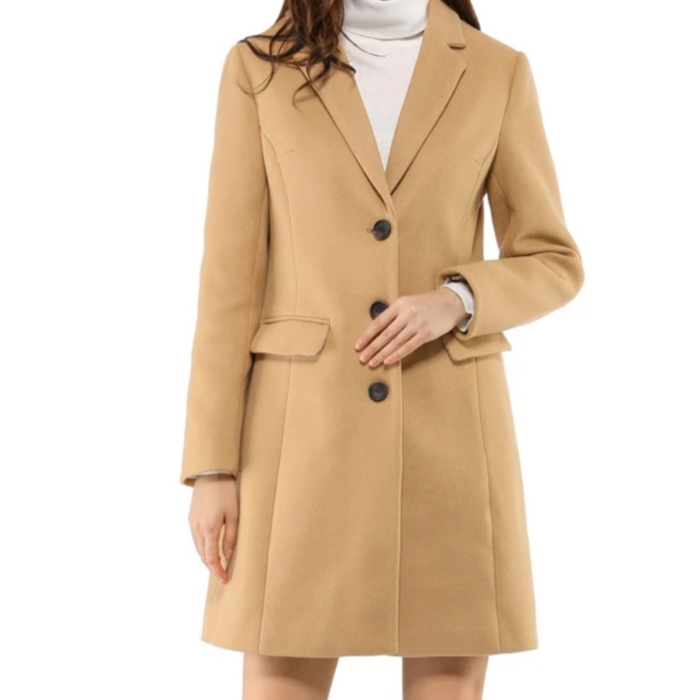 ALLEGRA K Notched Lapel Single Breasted Winter Pea Coat [NWT]